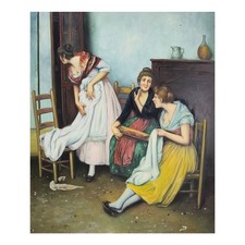 Quadro Dipinto a Mano Olio su Tela 50x60 cm Made in Italy Tre Donne