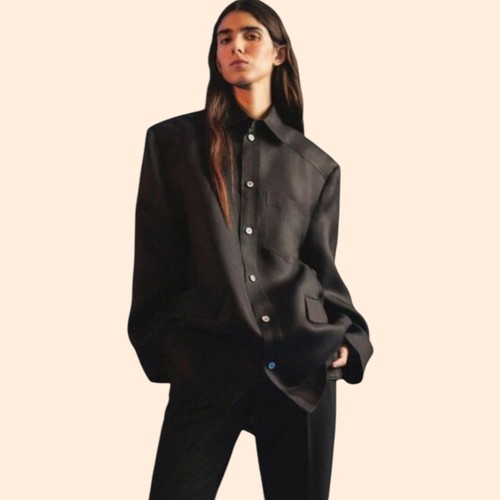Camicia seta nera zara - seta,