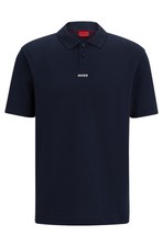 Polo uomo HUGO BOSS DANGULA blu tinta unita vestibilità regolare maglia cotone MEDIA