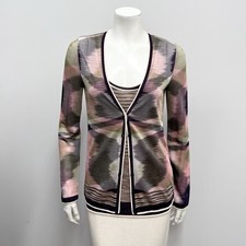 Missoni Twinset Cardgan & Top Viola Verde Rosa Beige Taglia 40 Small S