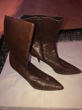 Stivali/stivaletti Banfi Zambrelli in pelle marrone con cerniera intera misura 7,5 Made In Italy