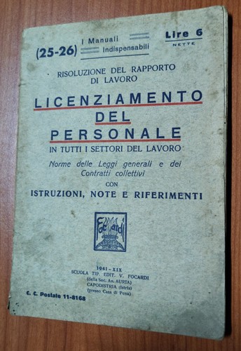Libretto licenziamento del - ,