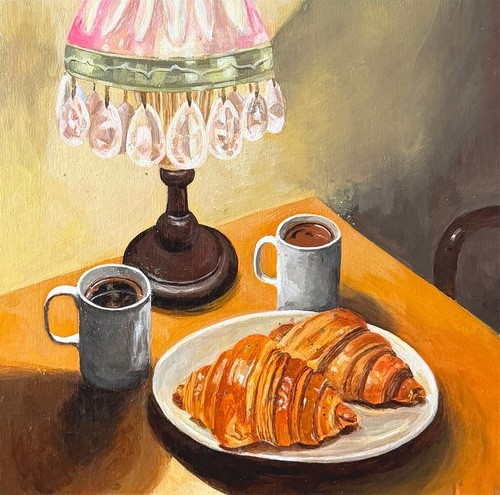 Caffè croissant quadro - e,