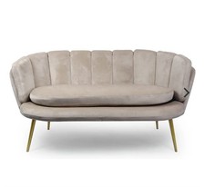 divano 2 posti velluto oro/taupe elegante a conchiglia