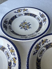 Set 3 Piatti Vintage Decorati Blu e Giallo con Fiori Decorazione Cucina