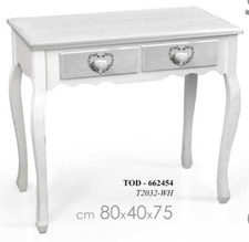 SCRIVANIA SCRITTOIO 2 CASSETTI DECO CUORI SHABBY CHIC TAVOLO CONSOLLE 80*40*h75