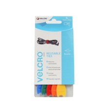  Cravatte riutilizzabili monovolume marca VELCRO, 12 mm x 20 cm - Multicolore, Confezione da 5 