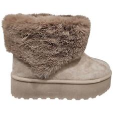 Stivali da neve doposci tortora con fondo platform imbottitura pelliccia ecofur 