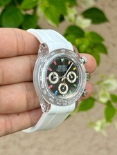 Orologio Seiko Mod Daytona Style - Cassa Trasparente - Cinturino Gomma Bianco