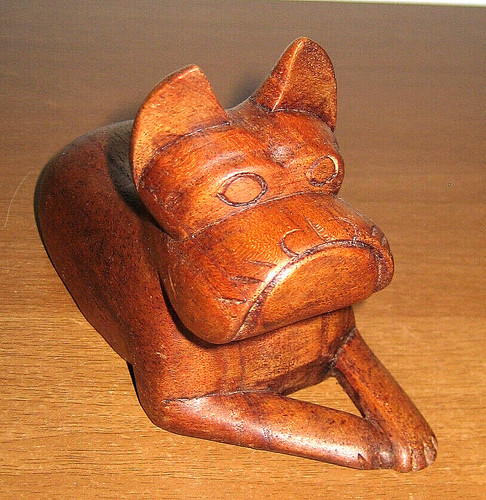 Statuina cane bulldog legno - cane,