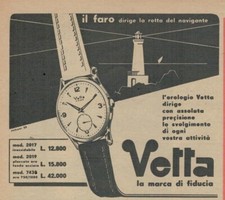 Pubblicita'  Vintage Originale anni '50 :OROLOGI VETTA