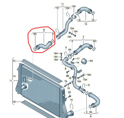 Manicotto intercooler lato - lato, dx