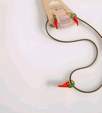 Collana Orecchini Vetro Murano Corno Rosso Portafortuna Idea Gift Natale Sicilia