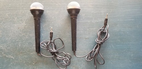 Two vintage wired microphones