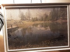 BELLISSIMO PAESAGGIO DI MONTAGNA CON LAGO E GREGGE PUZZLE INCORNICIATO CON VETRO