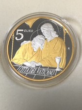 2023 VATICANO MONETA PROOF 5 EURO ARGENTO e ORO 12 Apostoli "San Giovanni"