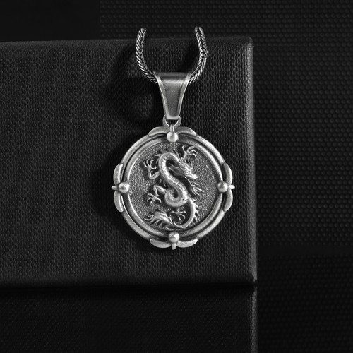 Collana drago cinese argento
