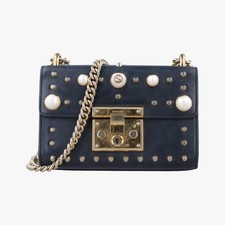 GUCCI Lucchetto Nero Catena Borsa a Tracolla Pelle Ferramenta Oro 20x14x4,5 cm