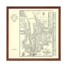 Vecchia mappa di Olimpia, WA 1920 - Vintage Olympia Washington Art
