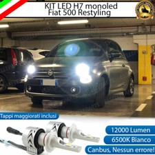 KIT LED H7 FIAT 500 RESTYLING 6500K CANBUS 12000LM LUMEN MONO LED LENTICOLARE