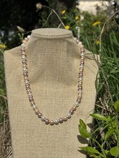 Collana Con Perle Colorate , Collana Una Trento 925 Regolabile , Perle Rosa