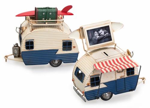 Caravan metallo blu con - caravan,