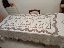 Tovaglia Rettangolare Ricamo ad  Intaglio 280 cm X 180 cm + 12 Tovaglioli 
