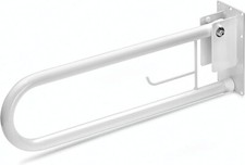 Maniglione Bagno Disabili, Anziani, Ribaltabile 60 cm, Acciaio Verniciato Bianco