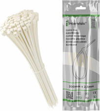 Fascette Plastica per Cablaggio 200 Mm X 2.5 Mm, Fermacavo Bianche, Elettricista