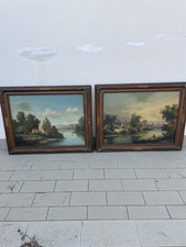 Coppia di dipinti Olio  su
