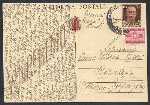 Storia postale rsi 1944 intero - rsi,