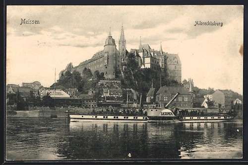 Cartolina meissen piroscafo - cartolina, meissen,
