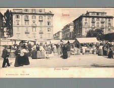 La Spezia Piazza Cavour Mercato Bancarelle animata F. piccolo non spedita 