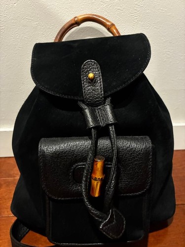 Gucci mini zaino bambù nero - gucci,