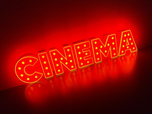 Cinema insegna targa luminosa - cinema,
