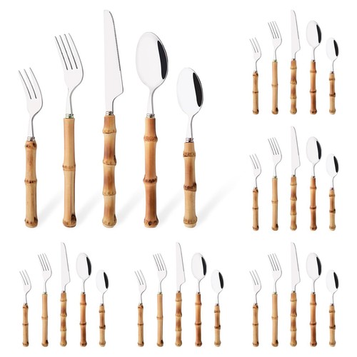 Set argenteria manico bambù - set,
