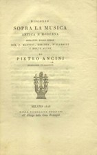 ANCINI Pietro. DISCORSO SOPRA