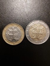 Moneta rara 2 euro 2009 Slovensko , e 1 euro 2009 con stemma a due croci