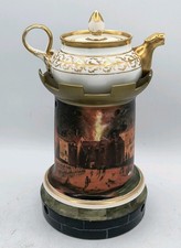 Scalda teiera porcellana francese Parigi Veilleuse / Tisaniere Veillese dipinto a mano