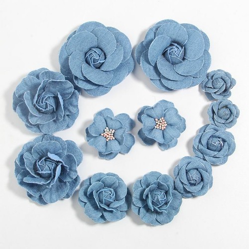 Pezzi tessuto denim fiore - pezzi,