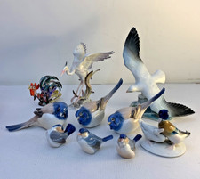 LOTTO DI 10 STATUINE IN PORCELLANA RAFF. UCCELLI - ROYAL COPENHAGEN, ROSENTHAL..