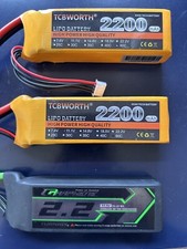 3 batterie XT60 1 x grafene 75C 2200 mah e 2 x TCBWORTH 60C 2200 Mah