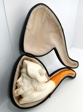 vecchia pipa schiuma di mare sepiolite mai fumata con custodia