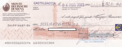 Casteldaccia assegno del - assegno,