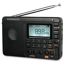Retekess V115 Radio Portatile AM FM SW Radio Onde Corte, Radio Portatili, MP3 Pl