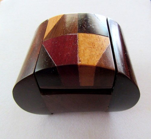 Parquet wood ring box velvet - box,