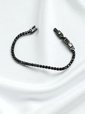 Bracciali tennis Nero Acciaio Uomo con ZIRCONI Lunghezza cm. 16+ prolunga cm.3