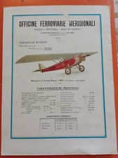 Pubblicità Officine Ferroviarie Meridionali, Aeroplano Romeo,da rivista del 1930