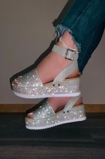 NUOVI sandali argento glitter