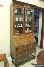 Libreria bookcase antica in rovere con ribalta credenza inglese liberty vetrina 
